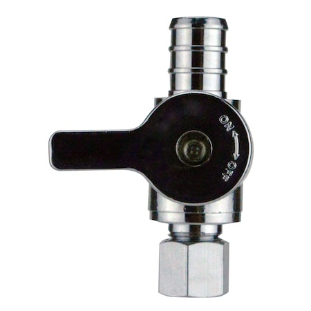 Apollo 1/2 in. Chrome-Plated Brass PEX Barb x 1/4 in. Compression Quarter-Turn Straight Stop Valve APXVS1214C